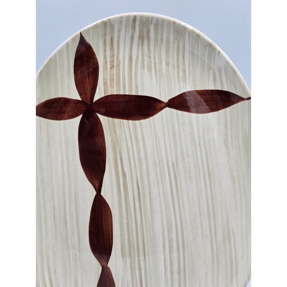 RARE Vintage Brown Cross Brushstroke Background  PLATTER Prim‎ Rose China - Picture 5 of 12